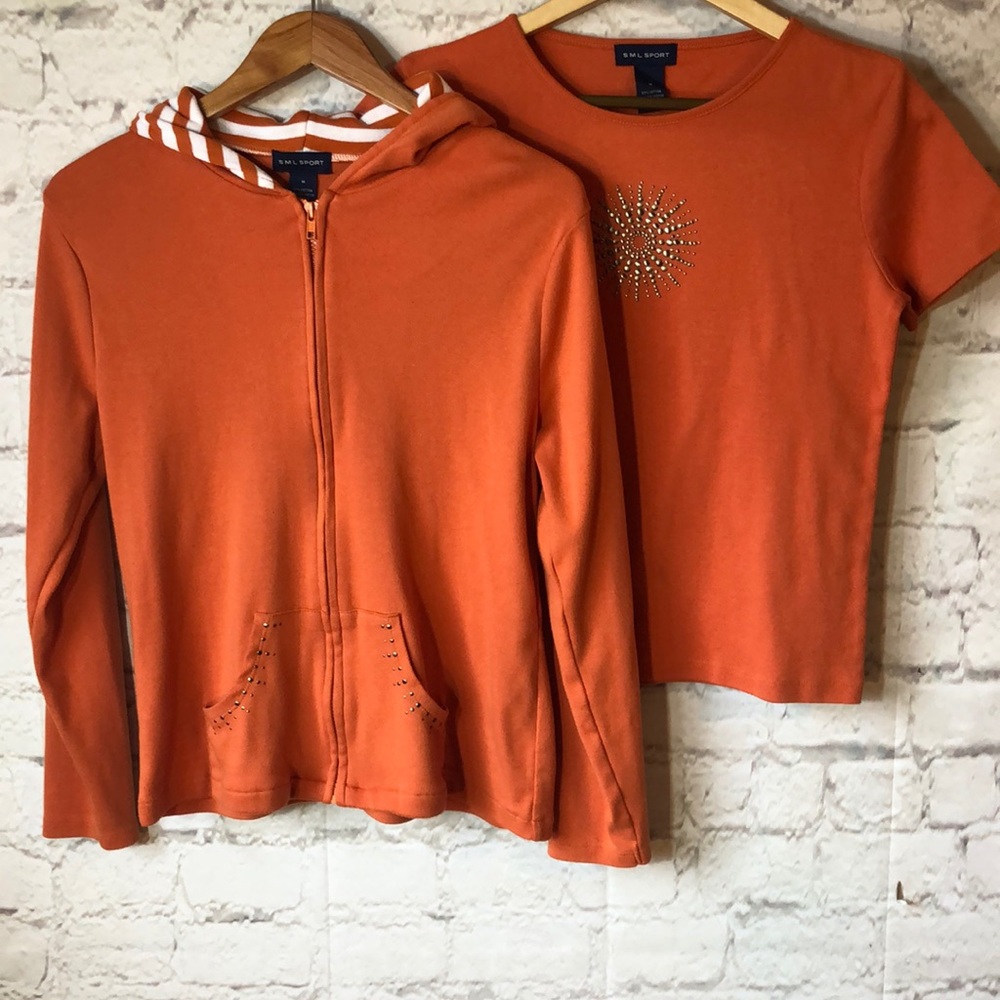 SML SPORT ORANGE W/GOLD BEADS MATCHING JACKET/TEE